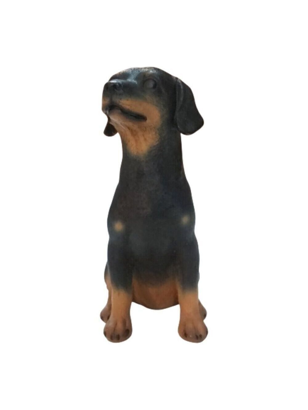 6.5 Inch Rottweiler Puppy Resin Figurine Sitting Looking Up Collectible